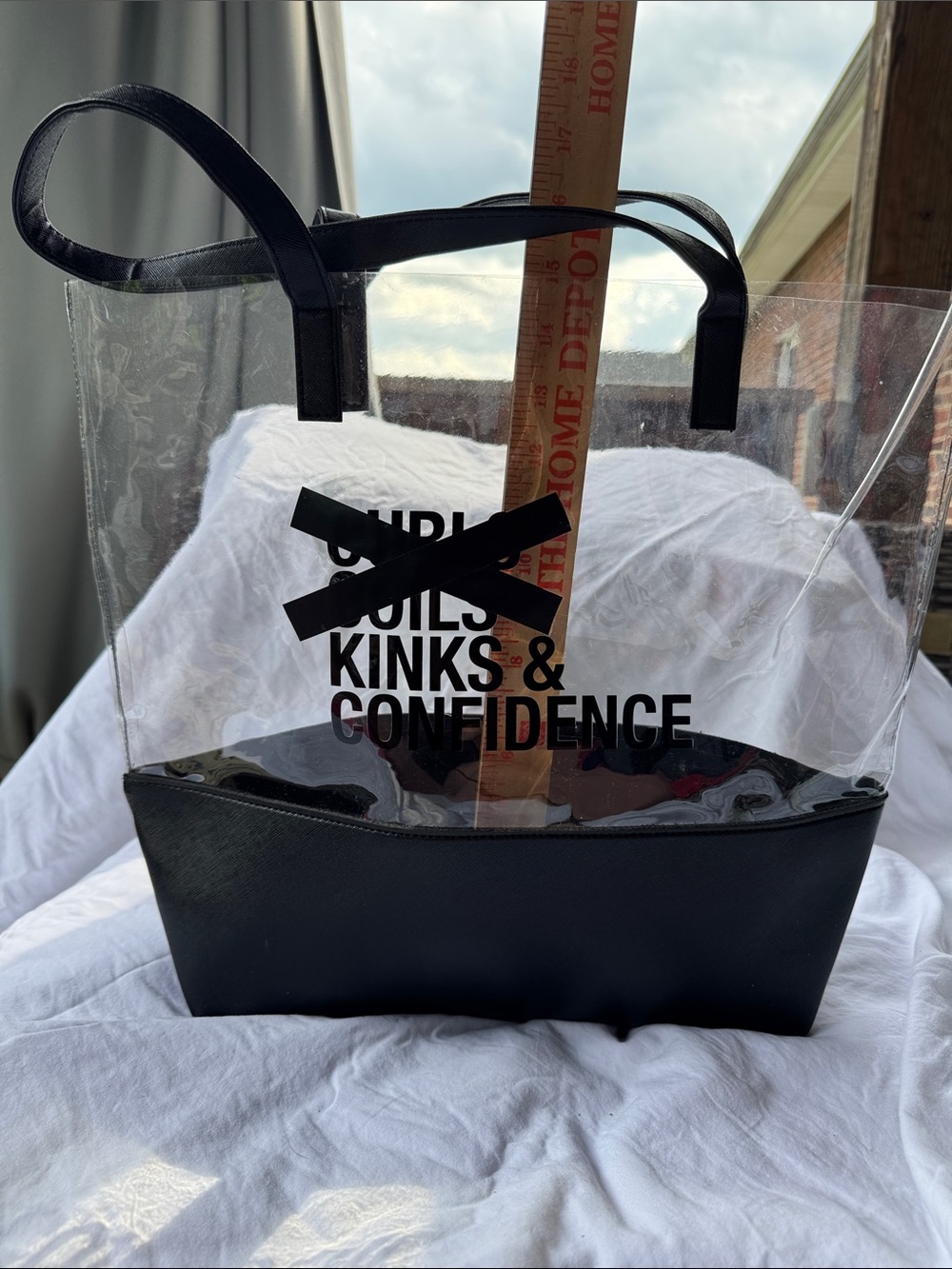 Clear PVC Tote with Black Trim - 'Kinks & Confidence' Graphic